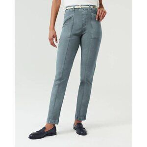 Spanx Stretch Twill Straight Leg Pants Womens Small Tall Hazy Blue Grey 20399T